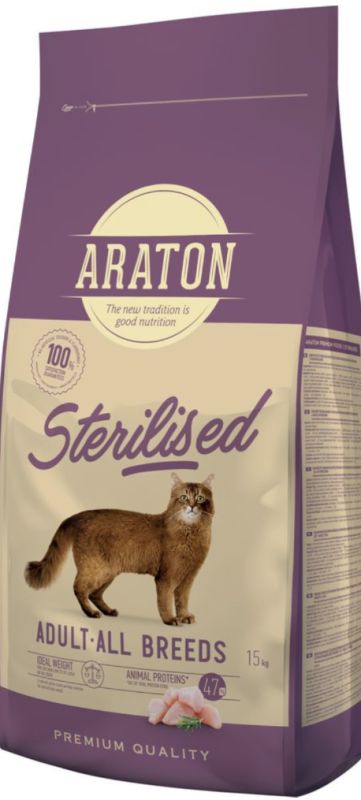 Araton - литовський корм для стерилізованих котів з м'ясом птиці, преміум